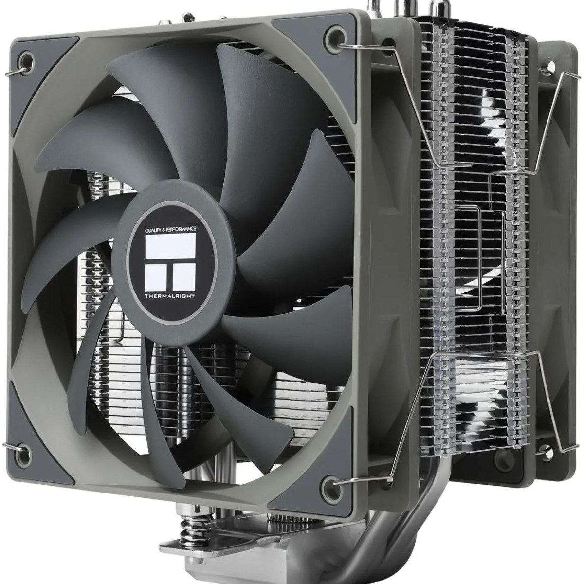 Кулер для процессора Thermalright Assassin Spirit 120 V2 серебристый/черный/серый (4-pin PWM, 154мм, Al/Cu, 4x6мм, 1x120мм, 66.17CFM, 25.6dBA, 1500RPM, S: 1851/1700/1200/115X, AM5/AM4)