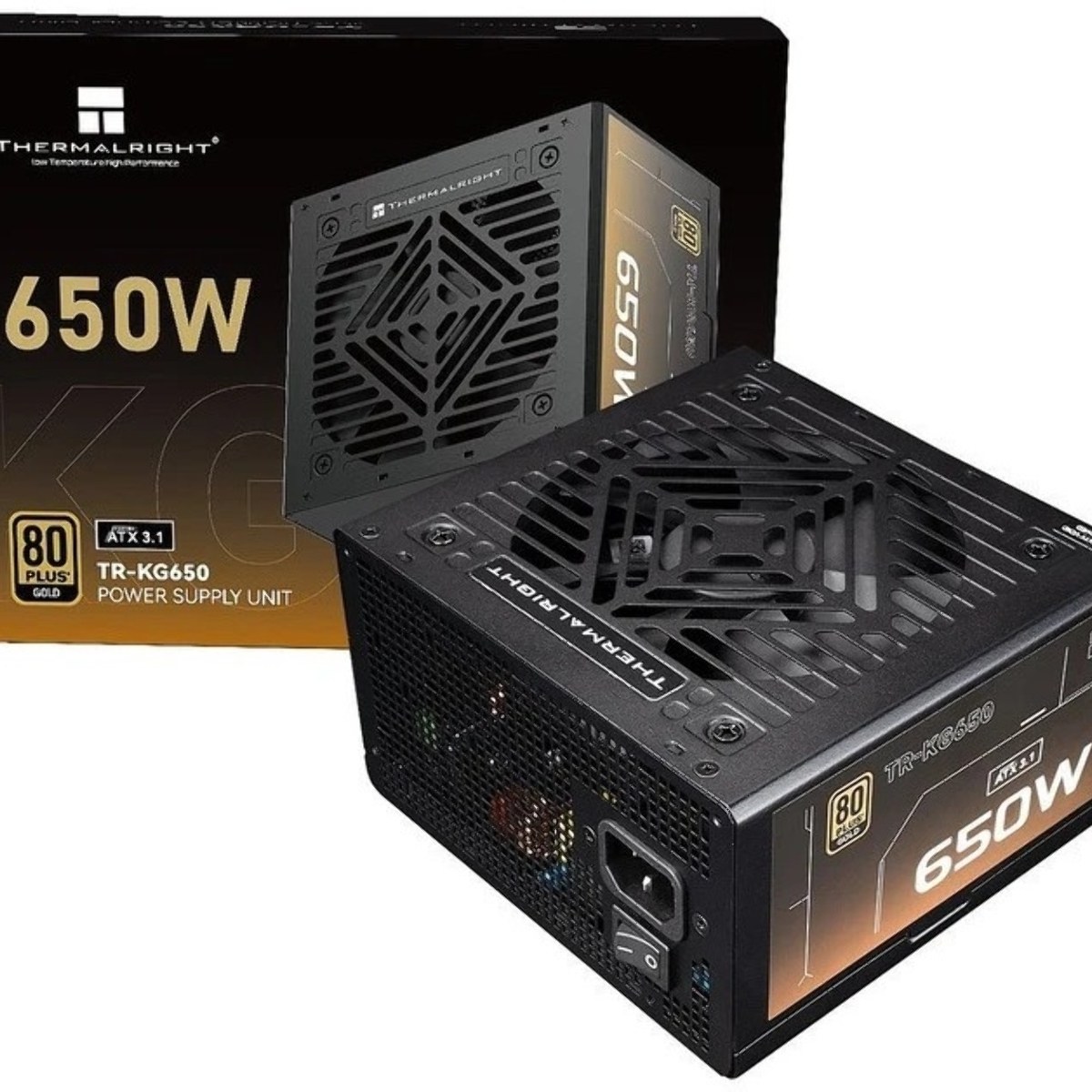 Блок питания Thermalright, 650W 80+ Gold (ATX, 3.1, Full modular, 1x24(20+4)pin, 2xCPU 8(4+4)pin, 2xPCIe*2 8(6+2)pin, 3xSATA3, 2xMOLEX4pin, Active, 120x120мм, 150x140x86mm, APFC, OVP, UVP, SCP, OCP, OTP, OPP, black)
