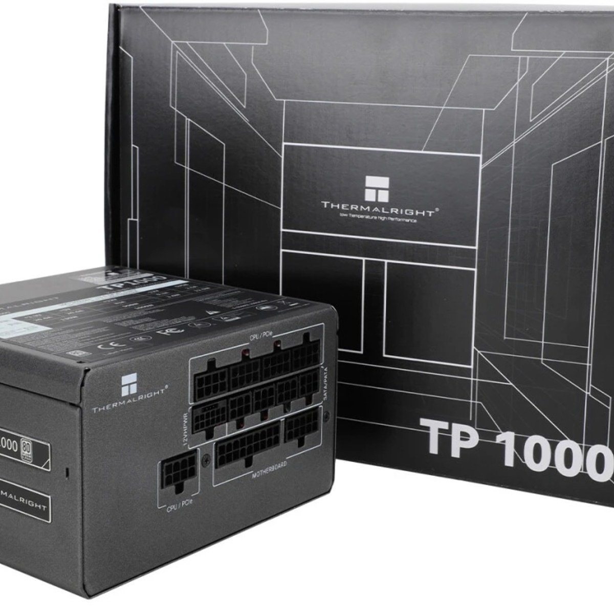 Блок питания Thermalright, 1000W 80+ Platinum (ATX, 3.0, PCIe 5.0, Full modular, 1x24(20+4)pin, 1xCPU 8(4+4)pin, 2xPCIe*2 8(6+2)pin, 1x12VHPWR PCIe 5.0 12+4pin 600мм, 6xSATA3, 4xMOLEX4pin, Active, 120x120мм, 150x140x86мм, APFC, OPP, OVP, OTP, OCP, SCP, UVP, черный)