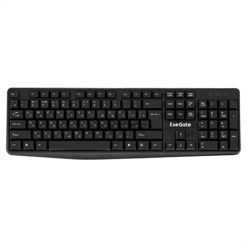 Клавиатура проводная ExeGate EX298364RUS Smart K120 (USB, полноразмерная, влагозащищенная, 104кл., Enter большой, длина кабеля 1,6м, черная, RTL)
