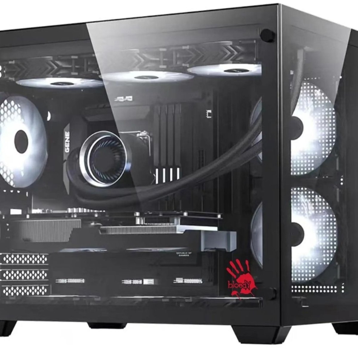 Компьютерный корпус Bloody BD-CC108 черный без БП mATX 9x120мм 2xUSB 3.0 audio bott PSU