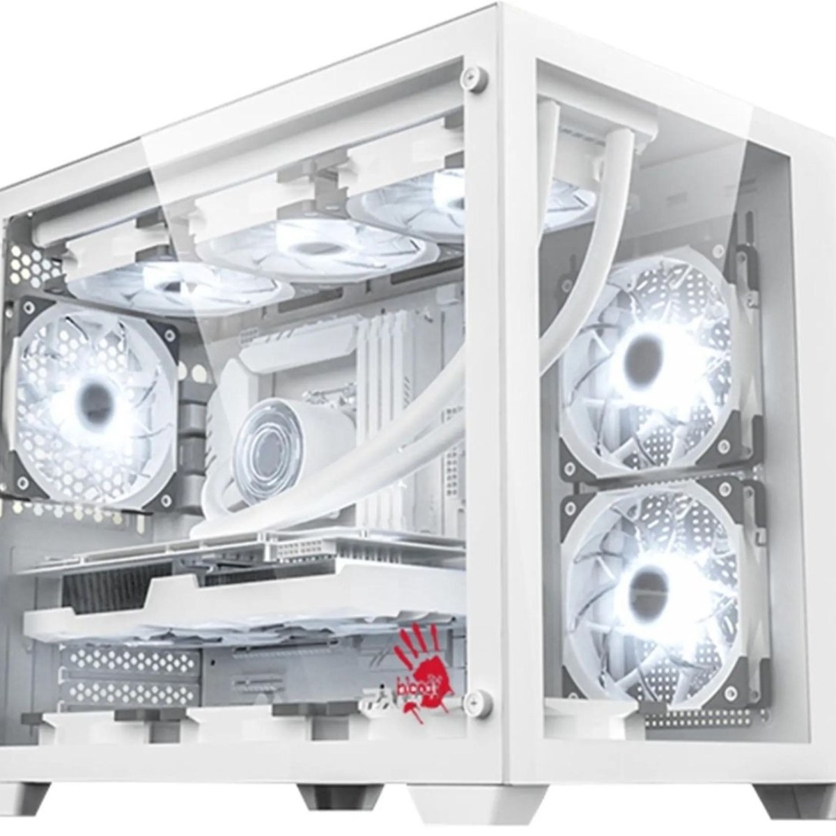 Компьютерный корпус Bloody BD-CC108 белый без БП mATX 9x120мм 2xUSB 3.0 audio bott PSU
