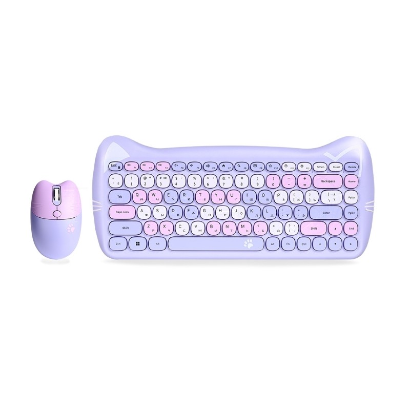 Комплект клавиатура+мышь Smartbuy 668396AG-KT беспроводной, USB, 1600 DPI, сиреневый/фиолетовый