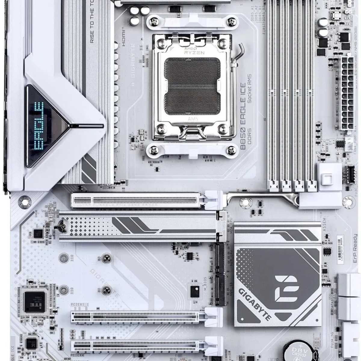 Материнская плата Gigabyte B850 EAGLE ICE, AM5, AMD B850, 4xDDR5, 4xSATA, 3xM.2, 1xPCIe 5.0 x16, 1xPCIe 4.0 x4, 2xPCIe 3.0 x1, 1xDP (v1.4), 1xHDMI (v2.1), 1x2.5Gb LAN, 2xUSB-A 10Gbps, 2xUSB-A 5Gbps, 6xUSB-A 2.0, 1xUSB-C 5Gbps, 3x3.5 мм, 7.1, ATX