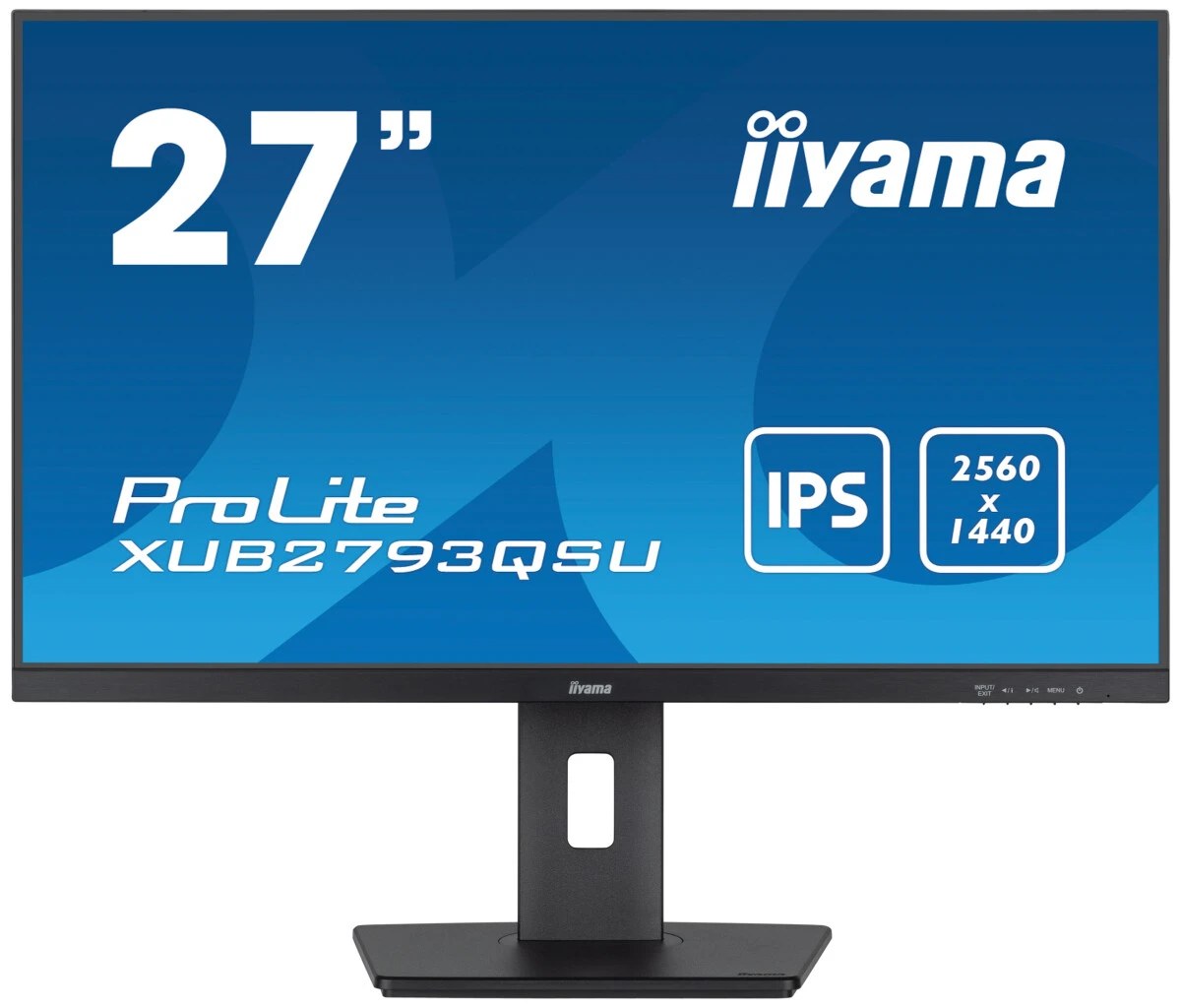 Монитор 27" Iiyama ProLite XUB2793QSU-B7 IPS 2560x1440, 100 Гц, 1 мс, 16:9, 300 кд/м², HDMI 2.0, DP 1.2, 3.5 Jack, USB Hub (2x USB 3.0), динамики (2x2 Вт), Adaptive-Sync, черный