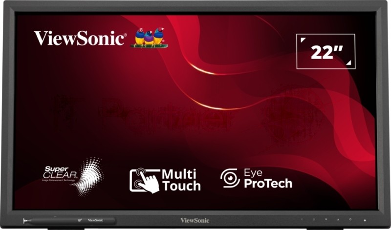 Монитор 21.5" ViewSonic TD2223-2 VA 1920x1080, 75 Гц, 6.5 мс, 16:9, 250 кд/м², HDMI 1.4, VGA, DVI-D, 3.5 мм, динамики (2x2 Вт), сенсорный, черный