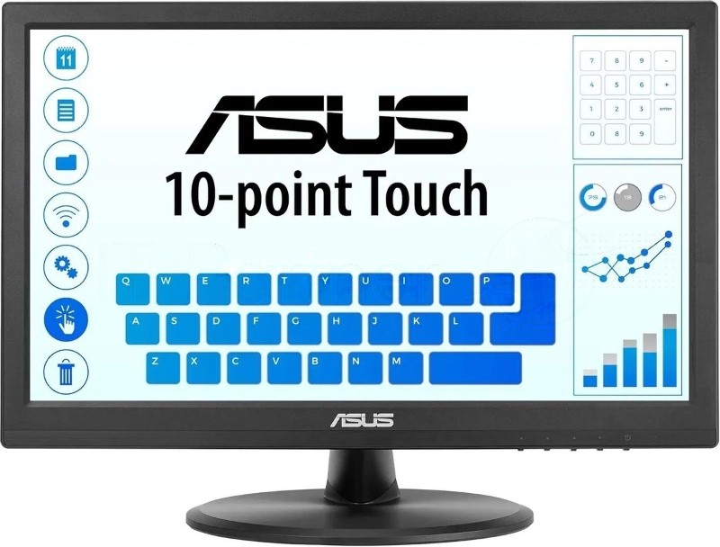 Монитор 15.6" Asus VT169HE IPS 1920x1080, 60 Гц, 5 мс, 16:9, 220 кд/м², HDMI, VGA, сенсорный экран, черный