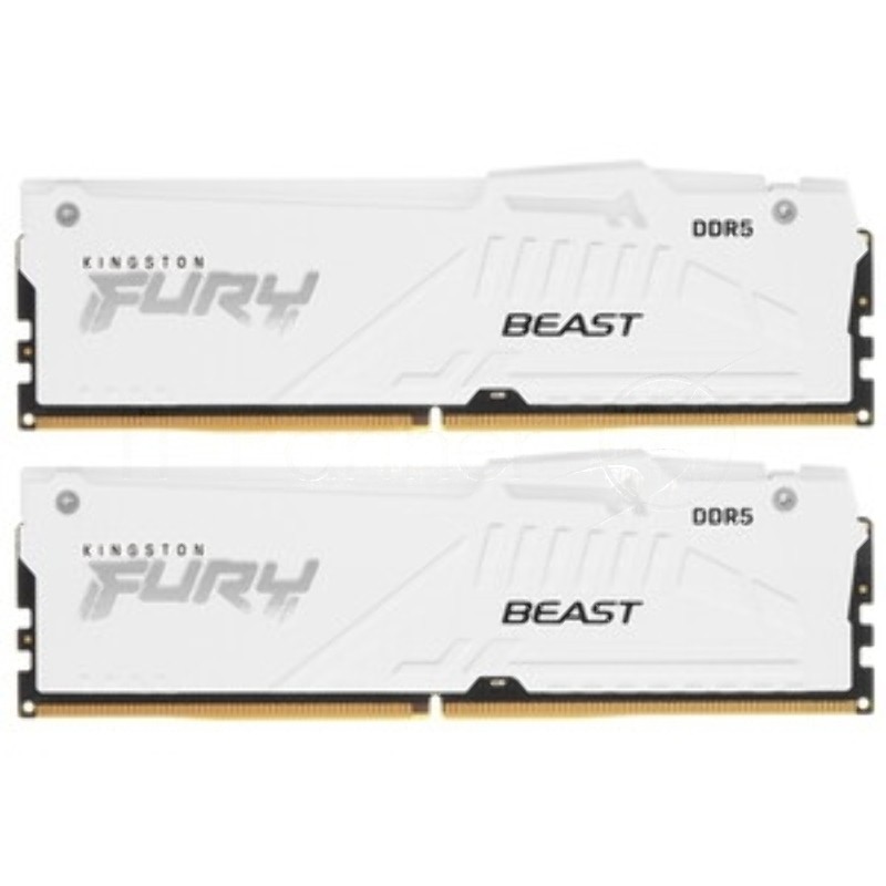 Оперативная память Kingston Fury Beast, DDR5, 32Gb (2x16 Gb), 6400 MHz, CL32, радиатор, RGB, белый