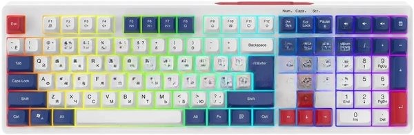 Клавиатура Oklick 725G проводная, USB Type-A, белый/красный