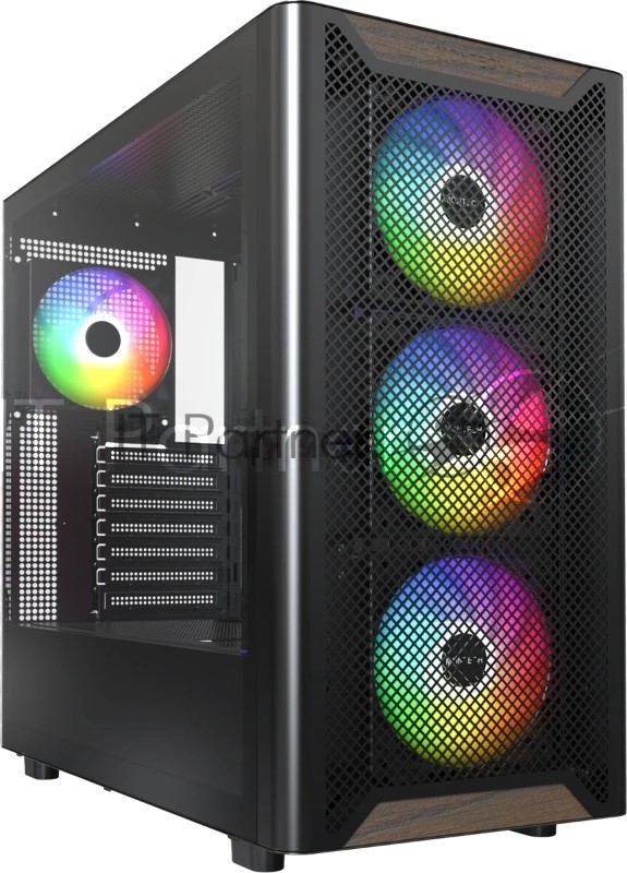 Компьютерный корпус Montech XR Wood черный без БП ATX 3x120мм 2xUSB3.0 audio bott PSU