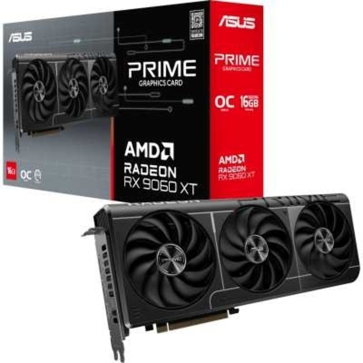 Видеокарта ASUS AMD Radeon RX 9060 XT Prime OC, 16 GB GDDR6, 128 bit, 3xDisplayPort, HDMI, GPU 1800 MHz
