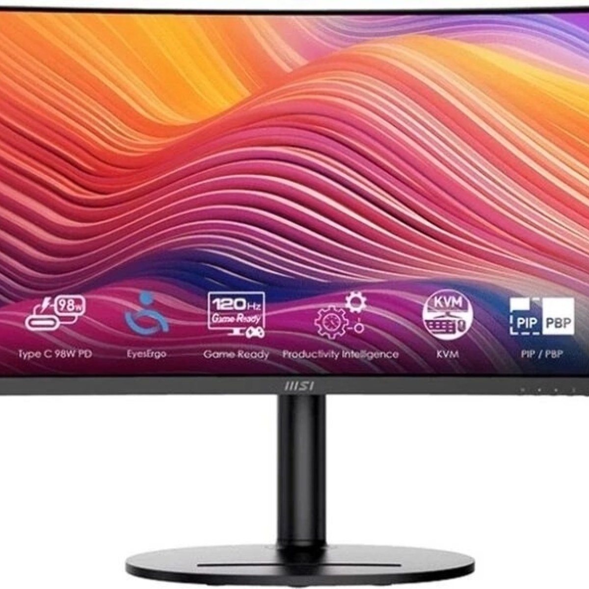 Монитор 34" MSI Modern MD342CQP VA 3440x1440, 120 Гц, 4 мс, 21:9, 300 кд/м², 2xHDMI 2.0b, DP 1.4a, USB-C, USB Hub (2x USB 3.0), 3.5 Jack, динамики (2x3 Вт), Adaptive-Sync, изогнутый экран (1500R), черный