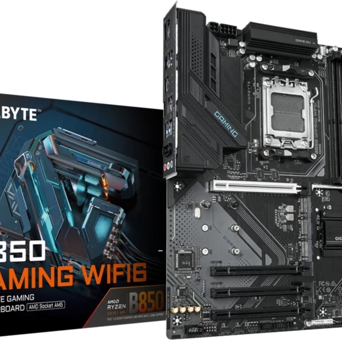 Материнская плата Gigabyte B850 GAMING WIFI6, AM5, AMD B850, 4xDDR5, 4xSATA, 3xM.2, 1xPCIe 5.0 x16, 3xPCIe 3.0 x16, 1xHDMI, 1xDP, 1x1Gb LAN, Wi-Fi 6, Bluetooth 5.3, 1xUSB-C 5Gbps, 2xUSB-A 10Gbps, 2xUSB-A 5Gbps, 4xUSB-A 2.0, 1xPS/2, 3x3.5 мм, 7.1, ATX