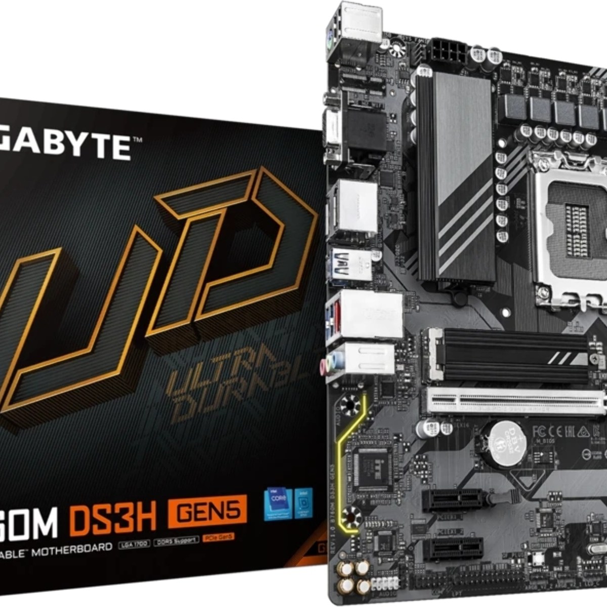Материнская плата Gigabyte B760M DS3H GEN5, LGA 1700, Intel B760, 4xDDR5, 4xSATA, 2xM.2, 1xPCIe 5.0 x16, 2xPCIe 3.0 x1, 1xVGA, 1xHDMI, 2xDP, 1x2.5Gb LAN, 1xUSB-C 10Gbps, 3xUSB-A 5Gbps, 2xUSB-A 2.0, 1xPS/2, 3x3.5 мм, 7.1, mATX