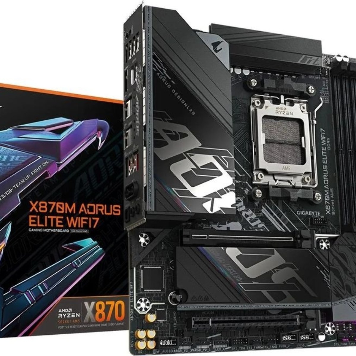 Материнская плата Gigabyte X870M AORUS ELITE WIFI7, AM5, AMD X870, 4xDDR5, 4xSATA, 4xM.2, 1xPCIe 5.0 x16, 1xPCIe 4.0 x4, 1xPCIe 3.0 x2, 1xHDMI, 2xUSB Type-C, 1x2.5Gb LAN, Wi-Fi 7, Bluetooth 5.4, 2xUSB-C USB4, 2xUSB-A 10Gbps, 4xUSB-A 5Gbps, 4xUSB-A 2.0, S/PDIF, 2x3.5 мм, 7.1, mATX