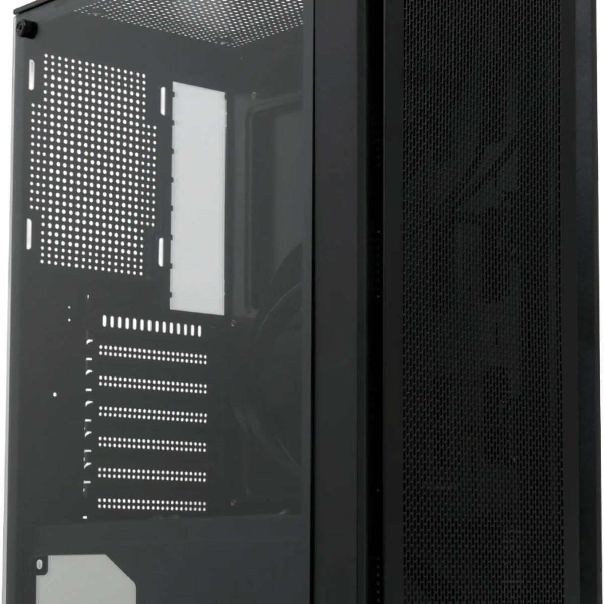 Компьютерный корпус без блока питания HSPD M530, Mesh Mid Tower, Black, TG, 0.4 SPCC, no fans ATX, mATX, mITX 155/290/200mm 2x2.5", 2x3.5", 7xPCI 1xUSB-A 3.0, 2xUSB-A 1.0 335x193x445mm