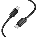 Кабель USB2.0 Hoco Type-C/Type-C, 3А, 60Вт, нейлоновая оплетка, X113, 1м, черный, коробка