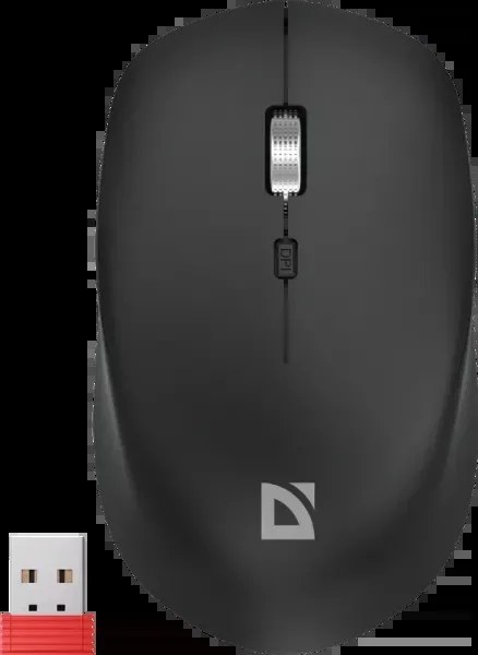 Мышь беспроводная Defender Velvet MB-406 черный, 1600 dpi, радиоканал, Bluetooth, USB, кнопки - 4
