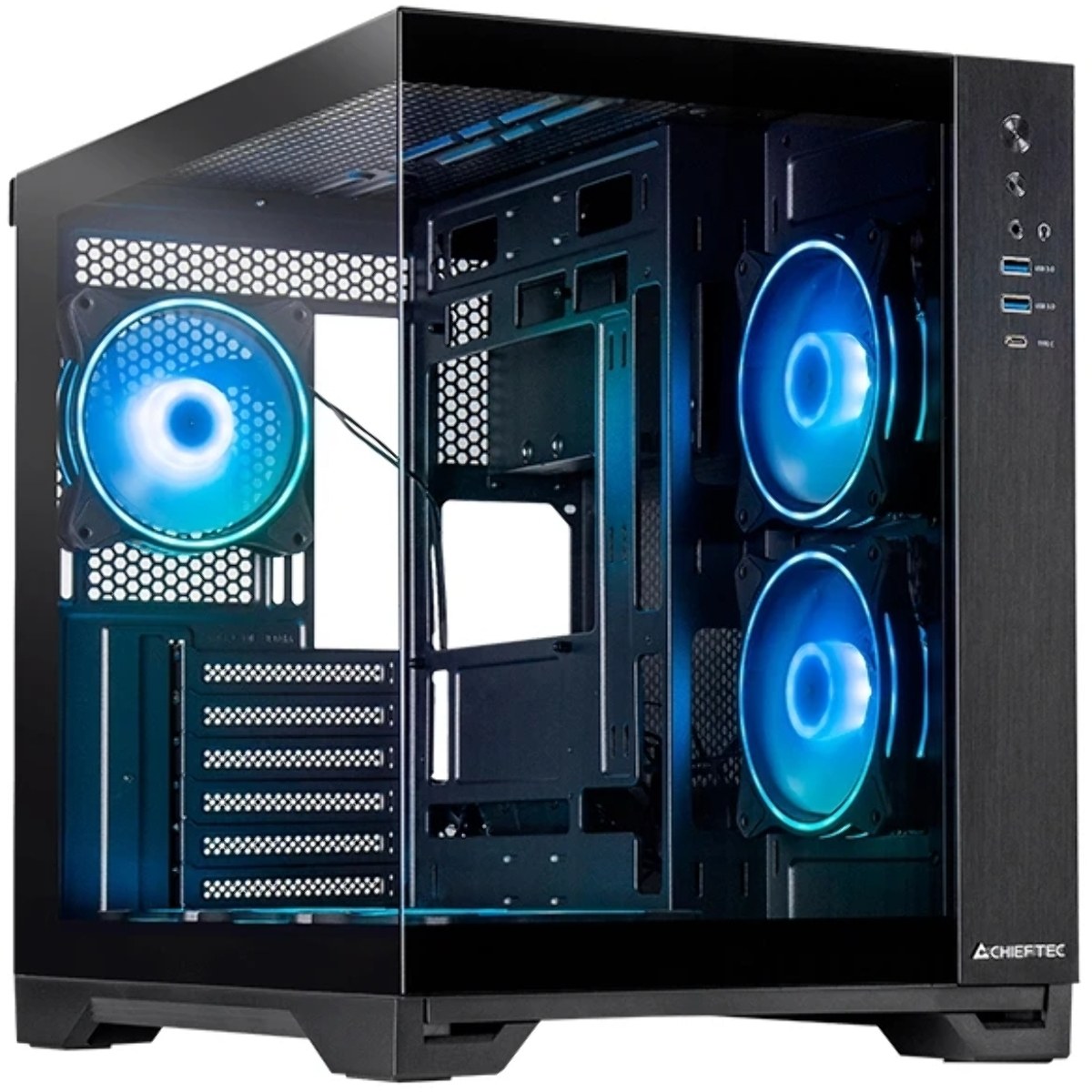 Компьютерный корпус Chieftec Visio черный без БП ATX 2x80мм 4x120мм 2x140мм 1xUSB 2.0 2xUSB 3.0 audio bott PSU