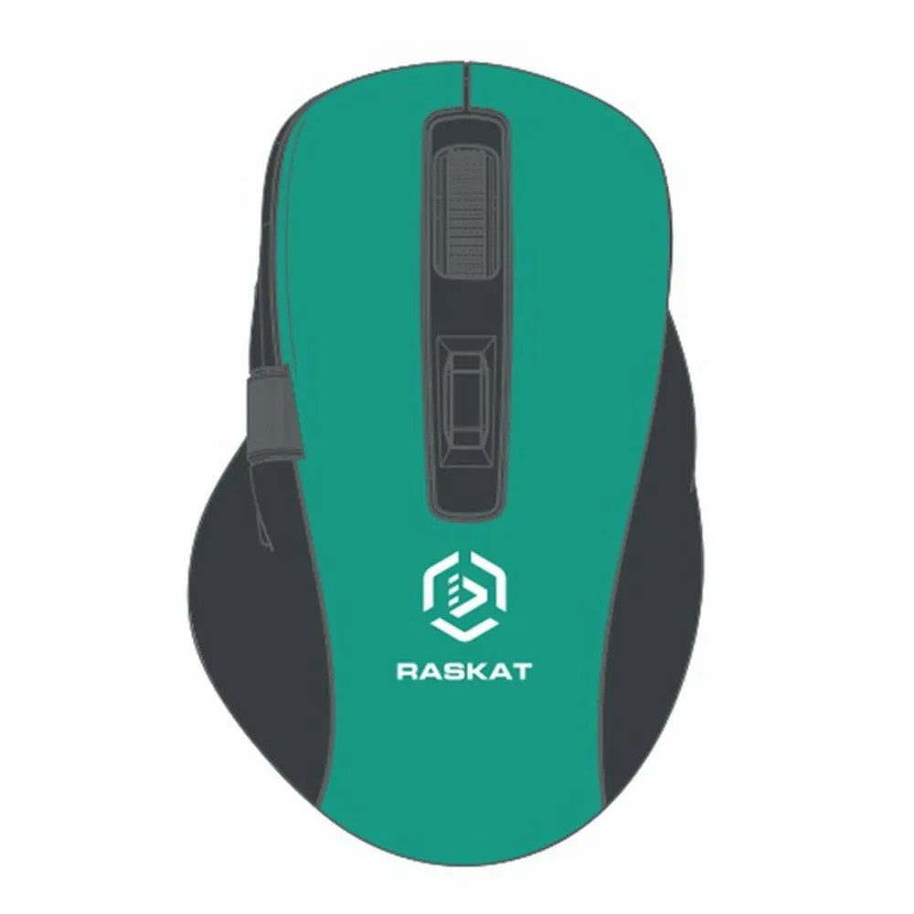 Мышь беспроводная Raskat M020W зеленый/черный, 2400 dpi, радиоканал, Bluetooth, USB, кнопки - 7