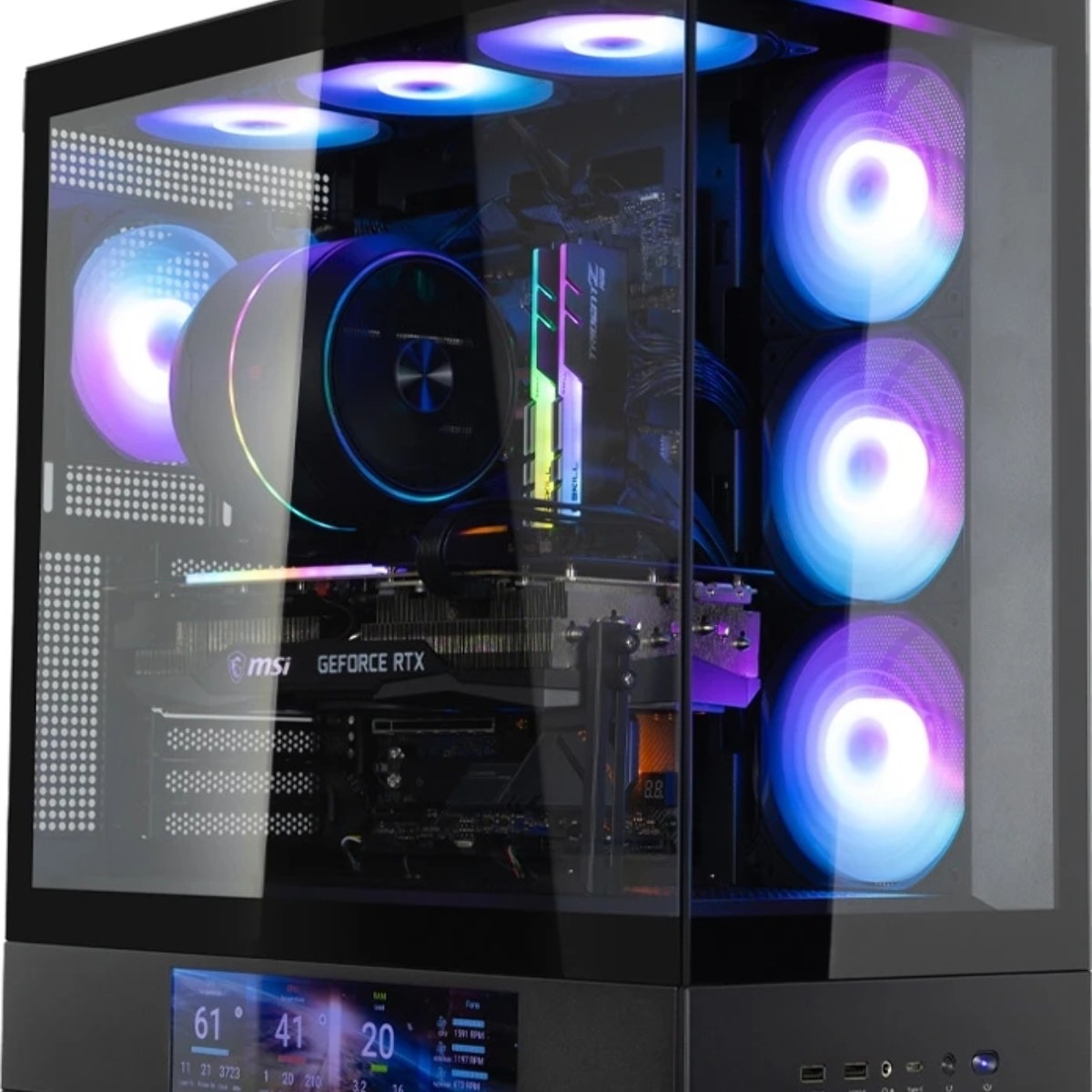 Компьютерный корпус ZALMAN P40 DS, ATX, черный, WINDOW, 9.1-inch LCD screen, 2xCombo(2.5” or 3.5”), 1x2.5”, 1xUSB TYPE-C, 2xUSB 3.0, SIDE 3x120мм ARGb, REAR 1x120мм ARGb