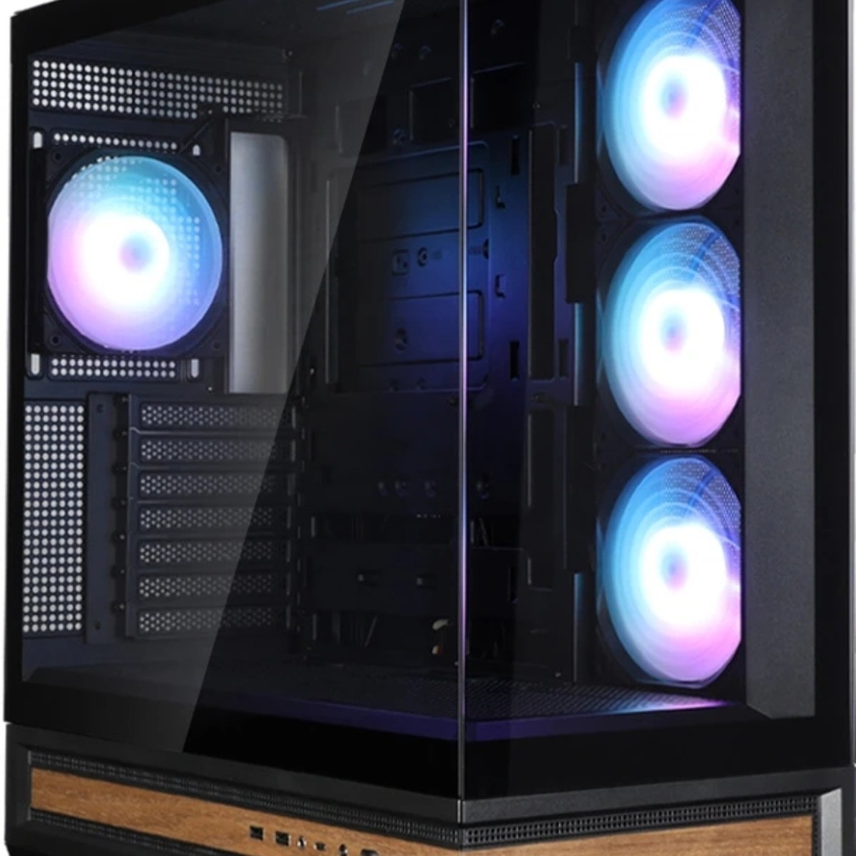Компьютерный корпус ZALMAN P40 NAMU, ATX, черный, WINDOW, WOODEN ELEMENTS, 2xCombo(2.5” or 3.5”), 1xUSB TYPE-C, 2xUSB 3.0, SIDE 3x120мм ARGb, REAR 1x120мм ARGb
