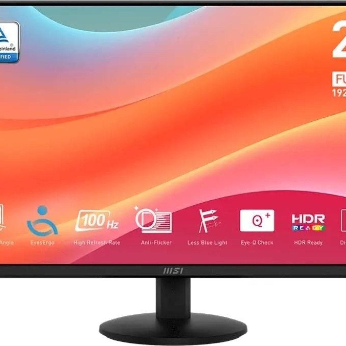 Монитор 23.8" MSI Pro MP242L IPS 1920x1080, 100 Гц, 4 мс, 16:9, 250 кд/м², HDMI 1.4b, DP 1.2a, 3.5 мм, Adaptive-Sync, черный