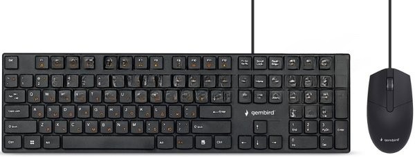 Комплект клавиатура+мышь Gembird KBS-9050L проводной, USB, 1000 DPI, чёрный