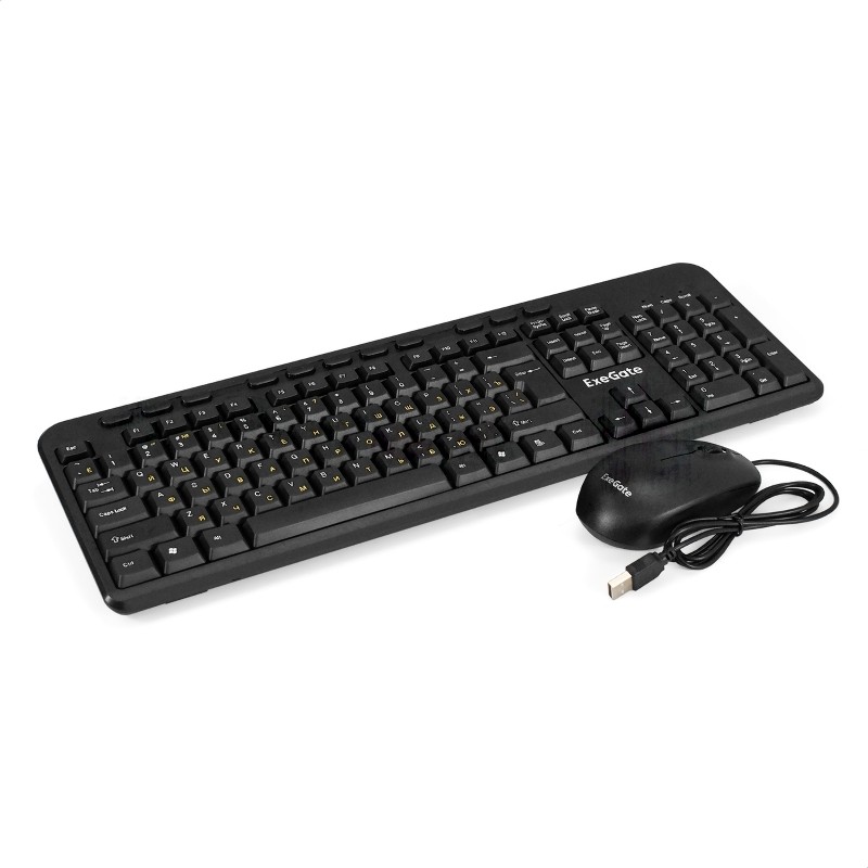 Комплект клавиатура+мышь ExeGate MK150 проводной, USB, 1200 DPI, чёрный