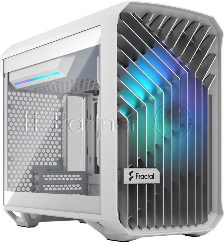 Компьютерный корпус без блока питания Fractal Design Torrent Nano RGb TG Clear Tint, Mini-Tower, 1x180мм RGb, 2xUSB-A 3.2 + 1xUSB 3.2 Type-C mITX, mDTX белый