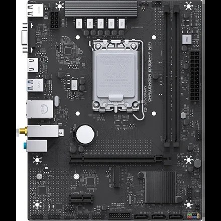Материнская плата Maxsun Challenger B760M-F WiFi, LGA1700, Intel B760, 2xDDR4, 3xSATA, 2xM.2, 1xPCIe 4.0 x16, HDMI, D-Sub, 1x1Gb LAN, Wi-Fi, Bluetooth, 5.1, microATX