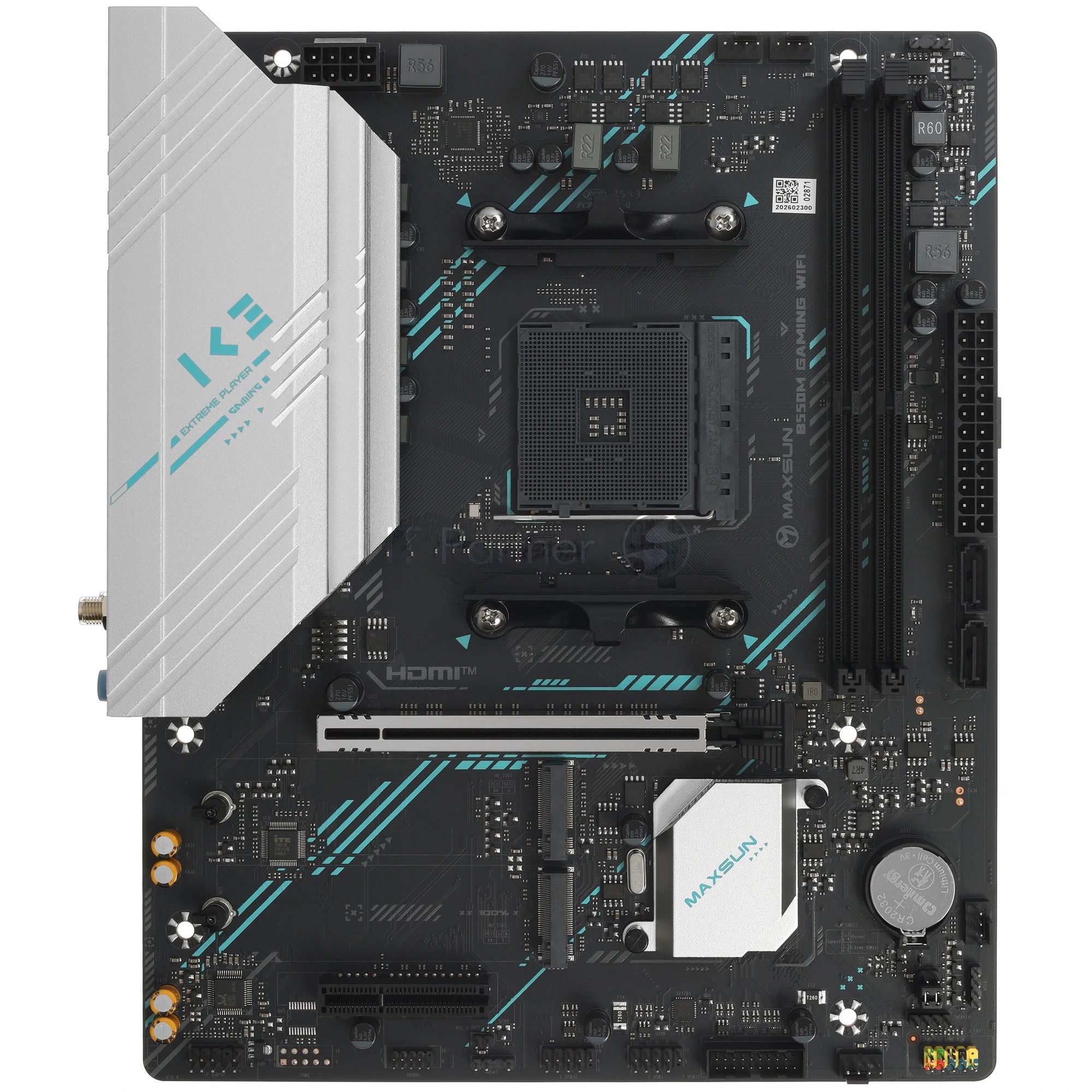 Материнская плата MAXSUN MS-B550M GAMING WIFI, AM4, AMD B550, 2xDDR4, 2xSATA 6Gb/s, 2xM.2, 1xPCIe 4.0 x16, 1xPCIe 3.0 x4, 1xPCIe 3.0 x1, 1xDisplayPort, 1xHDMI, 1x 1Gb LAN, 2xUSB 3.2 Gen 1, 4xUSB 2.0, 3x3.5 мм, 5.1, microATX