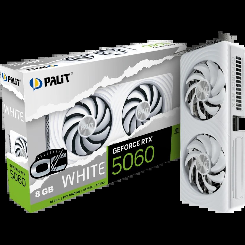 Видеокарта Palit PCIE16 RTX 5060 8Gb PA-RTX 5060 WHITE OC 8Gb белый