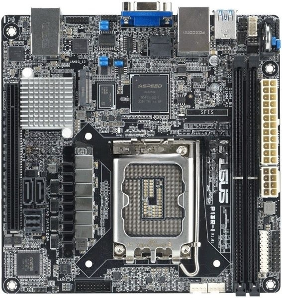 Материнская плата серверная ASUS P13R-I, LGA1700, Intel C262, 2xDDR5 (ECC), 6xSATA, 1xM.2, 1xPCIe 5.0 x16, 1xVGA, 3x1Gb LAN, 2xUSB-A 5Gbps, 2xUSB-A 10Gbps, mITX