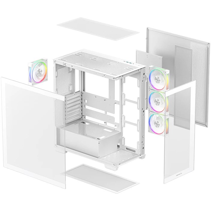 Компьютерный корпус Deepcool CG580 4F V2 WH без БП, боковое окно (панорама), 4x120мм ARGb PWM вентилятора, белый, ATX (R-CG580-WHADA4-G-2)