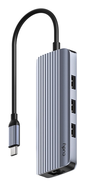 Концентратор USB CUDY UH606, USB Type-C, HDMI + RJ-45 + USB, USB Type-C