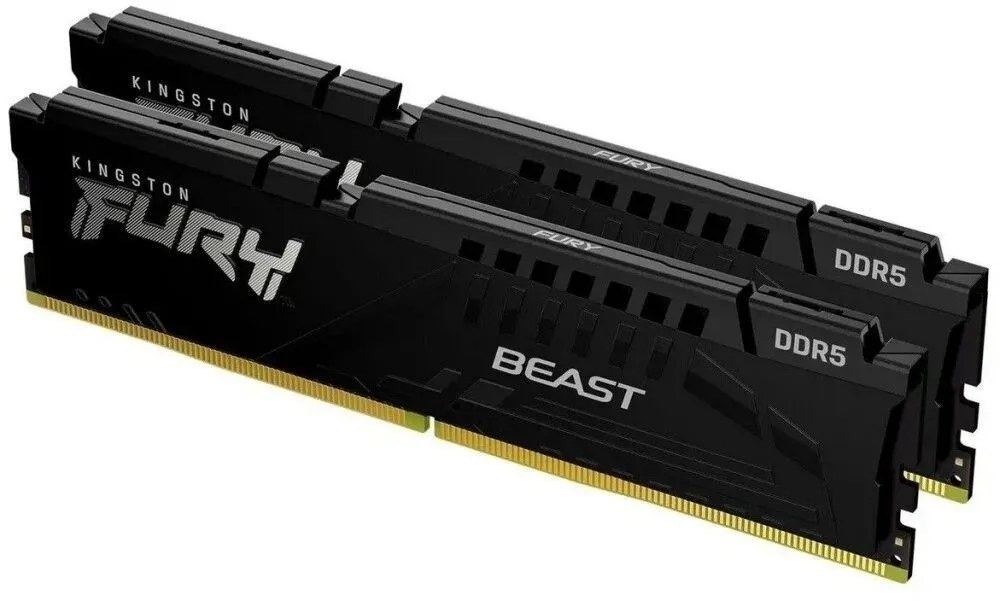 Оперативная память Kingston Fury Beast, DDR5, 64GB (2x32GB), 5600 MHz, CL40, с радиатором, чёрный