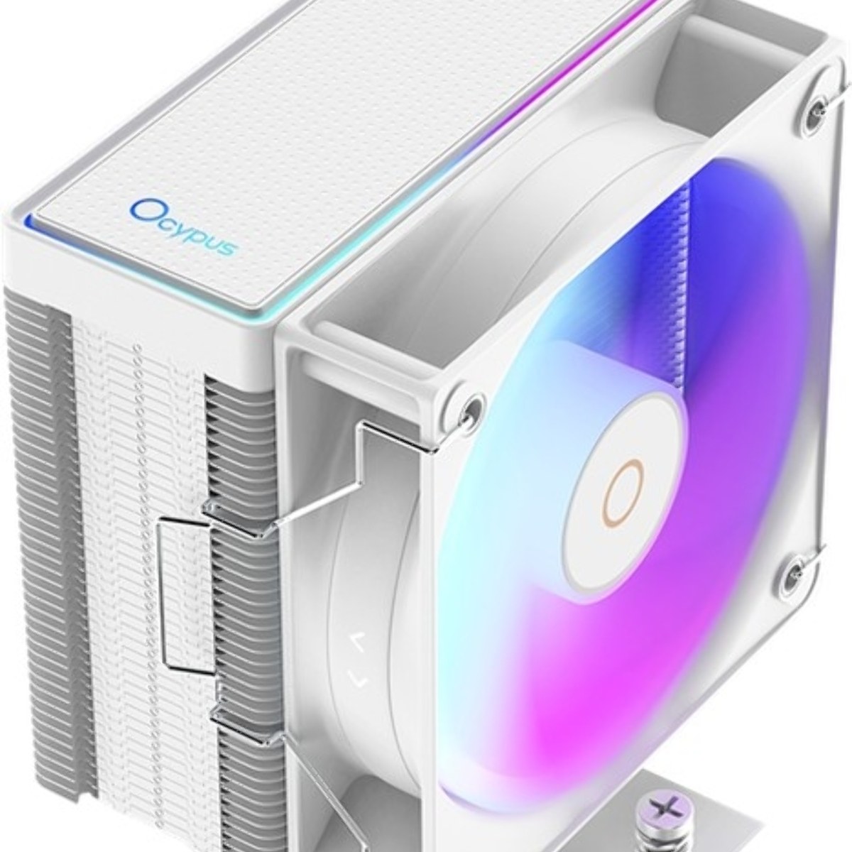 Кулер для процессора Ocypus Gaммa A40 WH ARGB Digital, 100мм ARGB FAN, Top Display Panel, 4 HEAT PIPES, 4-PIN PWM, 600-2400 RPM, 29.5DBA, HYDRO BEARING, LGA115X/1200/1700/18XX, AM4/AM5