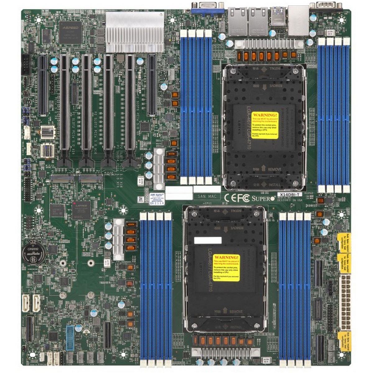 Материнская плата Supermicro X14DBI-T, LGA4710, SoC, 16xDDR5 RDIMM, 10xSATA 6Gb/s, 2xM.2 PCIe, 4xPCIe 5.0 x16, 2xPCIe 5.0 x8, 1xVGA, 2x 10Gb LAN, 1x 1Gb LAN, 4xUSB 3.0, 0x3.5 мм, E-ATX