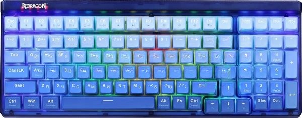 Клавиатура беспроводная Redragon Garen Pro RU RGb, бел/син, градиент,BT+2.4
