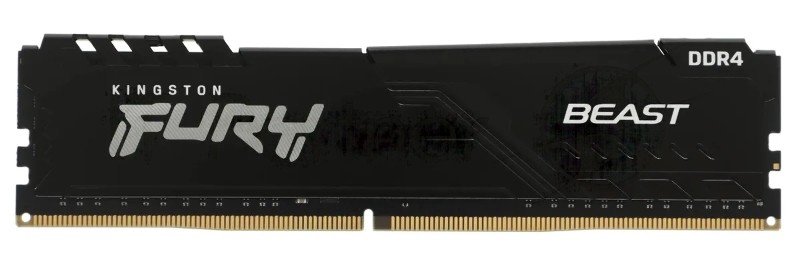 Оперативная память Kingston Fury Beast Black, DDR4, 8GB (1x8GB), 3200MHz, CL16, с радиатором, черный