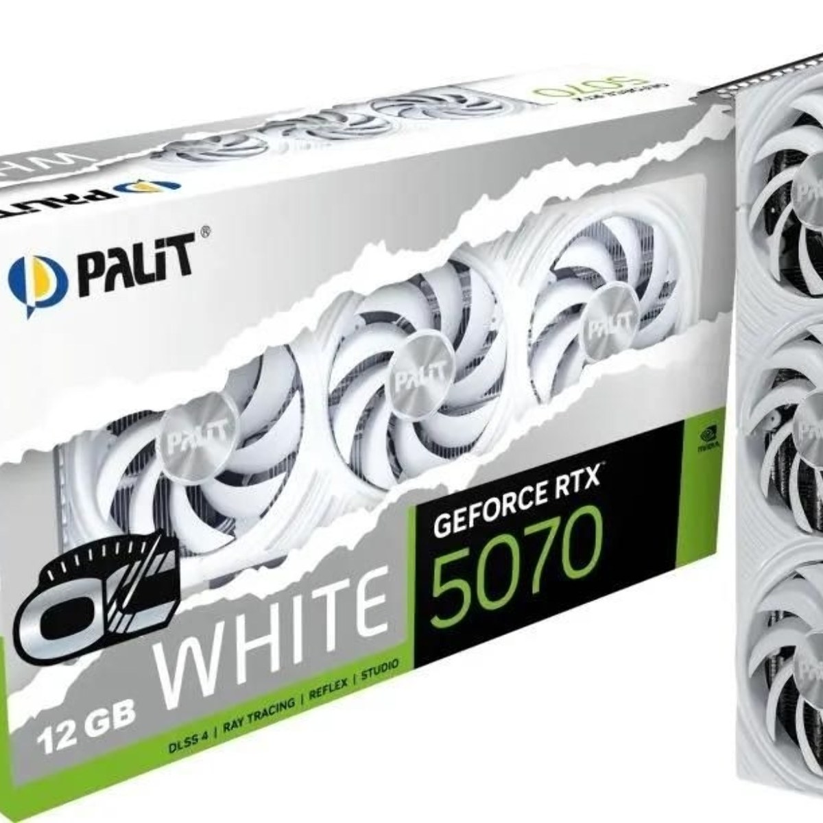 Видеокарта Palit GeForce RTX 5070 WHITE OC, 12 GB GDDR7, 192 bit, 3xDisplayPort, HDMI, GPU 2325 MHz