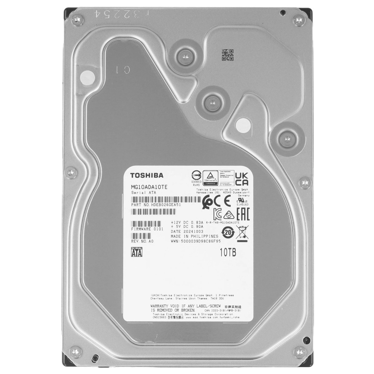 Жесткий диск Toshiba MG10, 10Tb Series 3,5",SATA III SAS Server 7200 12Gbit/s 512Mb