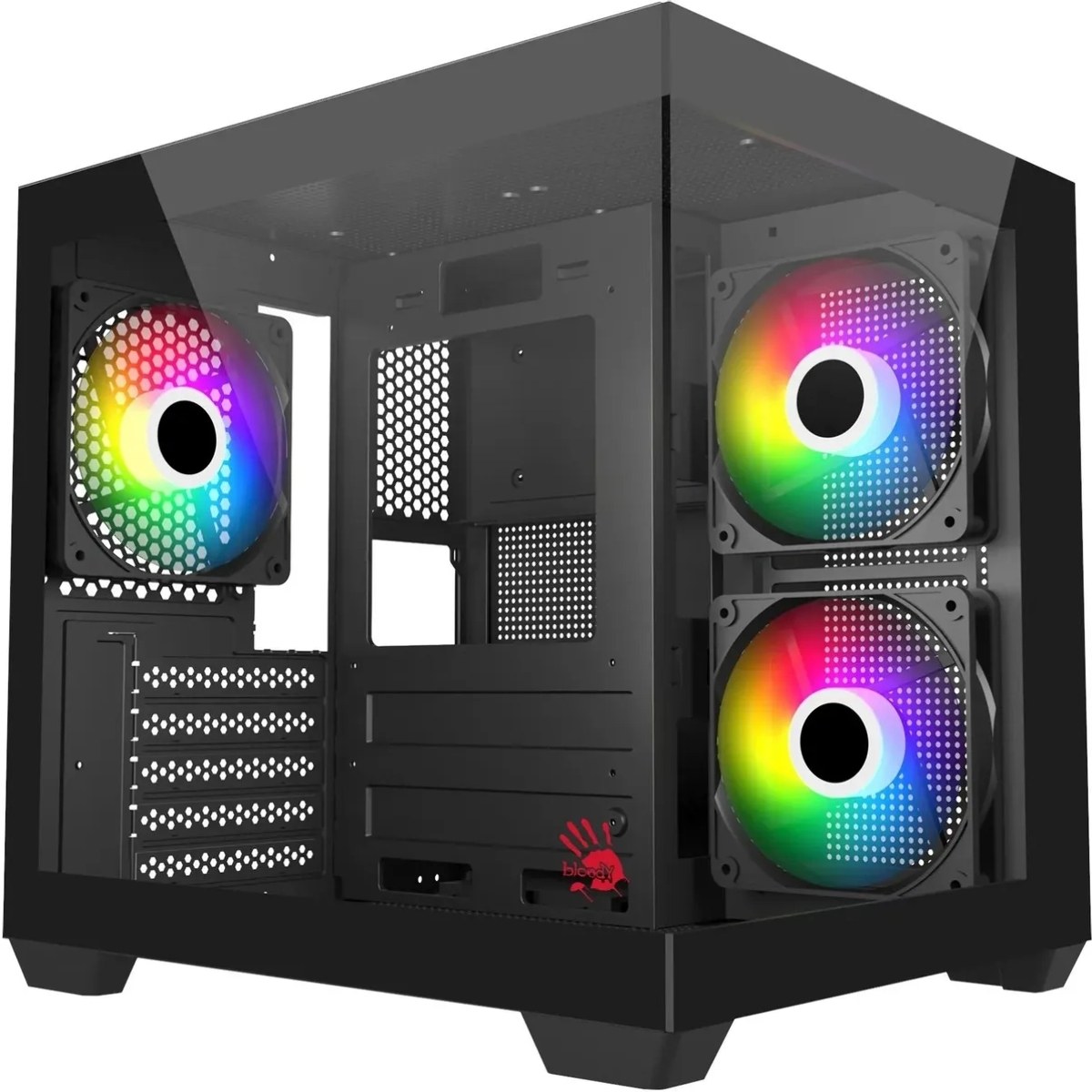 Компьютерный корпус Bloody CC-121 черный без БП mATX 7x120мм 1xUSB 2.0 1xUSB 3.0 audio