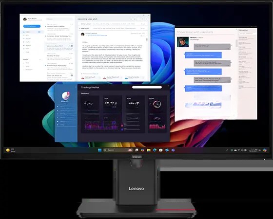 Монитор 27" Lenovo T27UD-40 IPS 3840x2160, 60 Гц, 4 мс, 16:9, 350 кд/м², HDMI 2.1, DP 1.4, USB-C (100 Вт), USB Hub (3x USB 3.2, 1x USB-C), RJ-45, черный