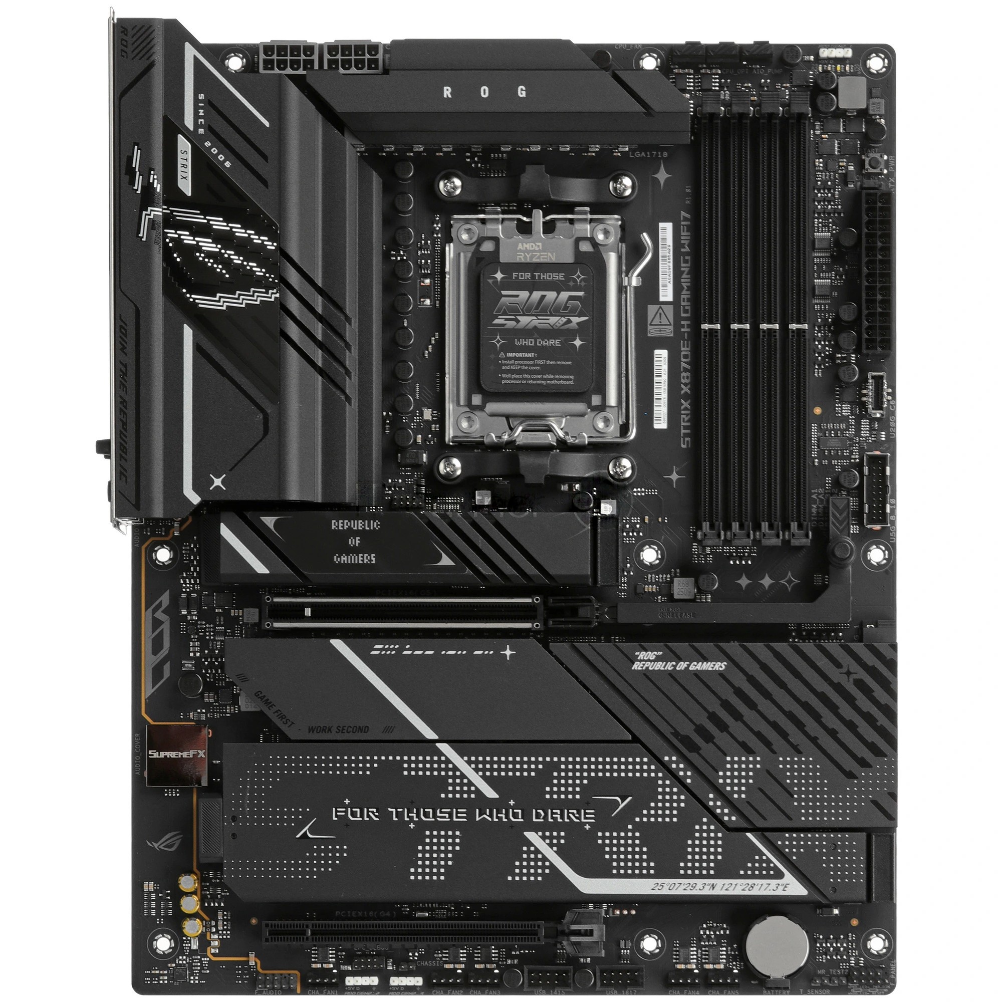 Материнская плата ASUS ROG STRIX X870E-H GAMING WIFI7, AM5, AMD X870E, 4xDDR5, 4xSATA, 4xM.2, 1xPCIe 5.0 x16, HDMI, USB Type-C, 1x5Gb LAN, Wi-Fi 7, Bluetooth, 2x3.5 мм, 7.1, ATX