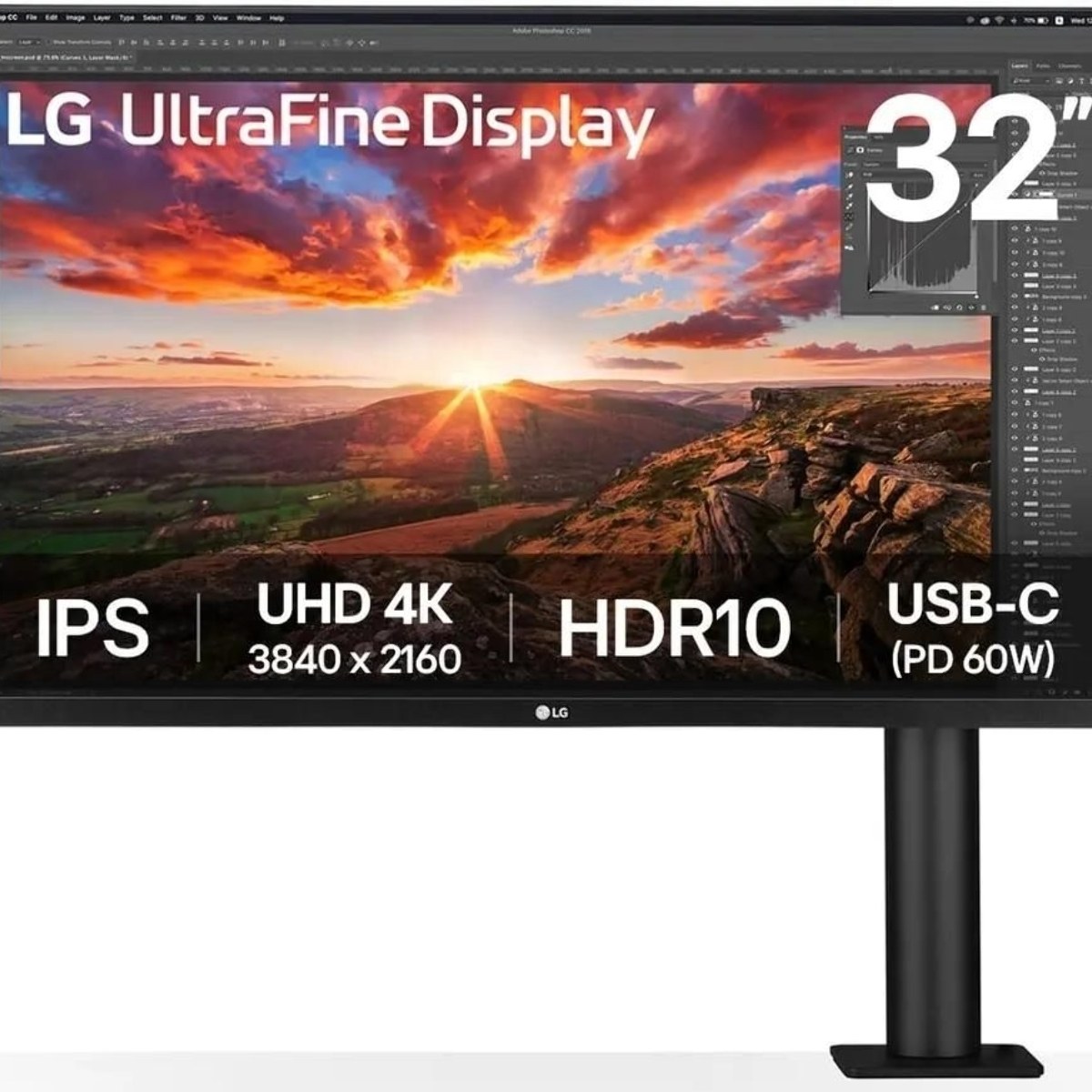 Монитор LG 31.5" 32UN880K-B черный IPS LED 5ms 16:9 HDMI M/M матовая HAS Piv 1000:1 350cd 178гр/178гр 3840x2160 60Hz DP 4K USB 10.3кг