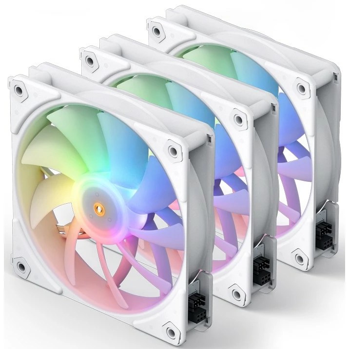 Вентилятор для корпуса JONSBO ZF-120W (120x120x25мм, 4-pin PWM, ARGb, 61.0CFM, 28.9dBA, 1500RPM, белый, 3pcs)