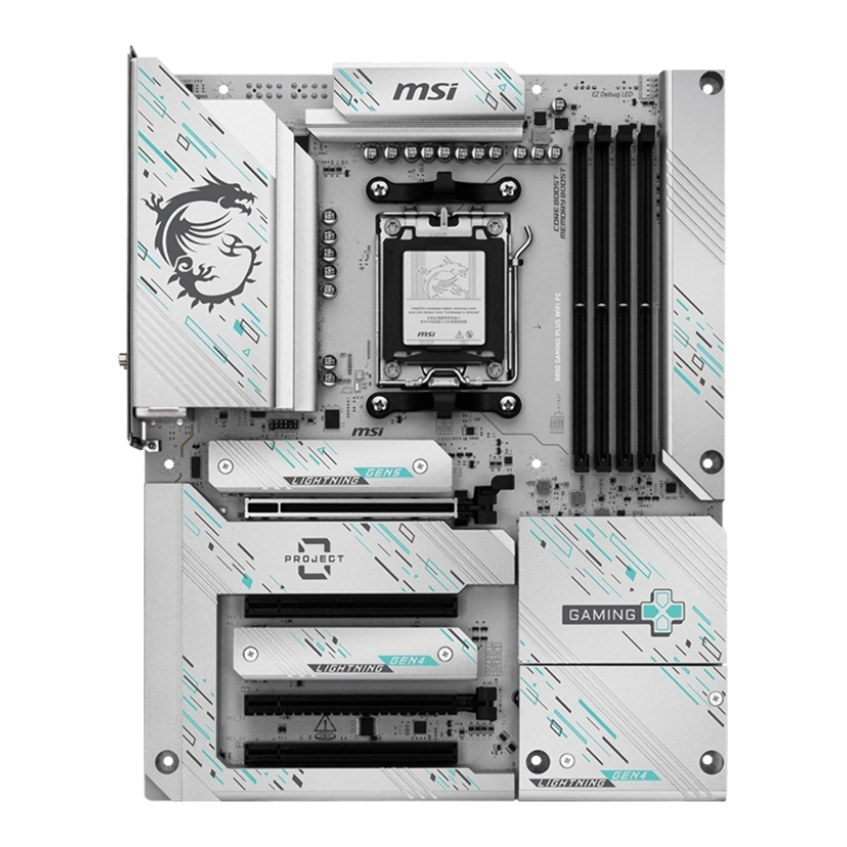 Материнская плата MSI B850 GAMING PLUS WIFI PZ, AM5, AMD B850, 4xDDR5, 4xSATA, 3xM.2, 1xPCIe 5.0 x16, 1xPCIe 4.0 x4, 2xPCIe 3.0 x1, 1xDP, 1x5Gb LAN, Wi-Fi 7, Bluetooth 5.4, 2xUSB-C 10Gbps, 1xUSB-C 5Gbps, 1xUSB-A 10Gbps, 1xUSB-A 5Gbps, 4xUSB-A 2.0, 3x3.5 мм, 7.1, ATX