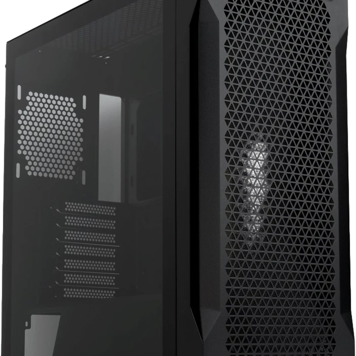 Компьютерный корпус без блока питания Case HSPD M541, Mesh Mid Tower, черный, TG, 0.7 SPCC, no fans, ATX, mATX, mITX, 170/405/210мм, 2x2.5", 2x3.5", 7xPCI, 1xUSB-A 3.0, 2xUSB-A 2.0, 465x220x485мм